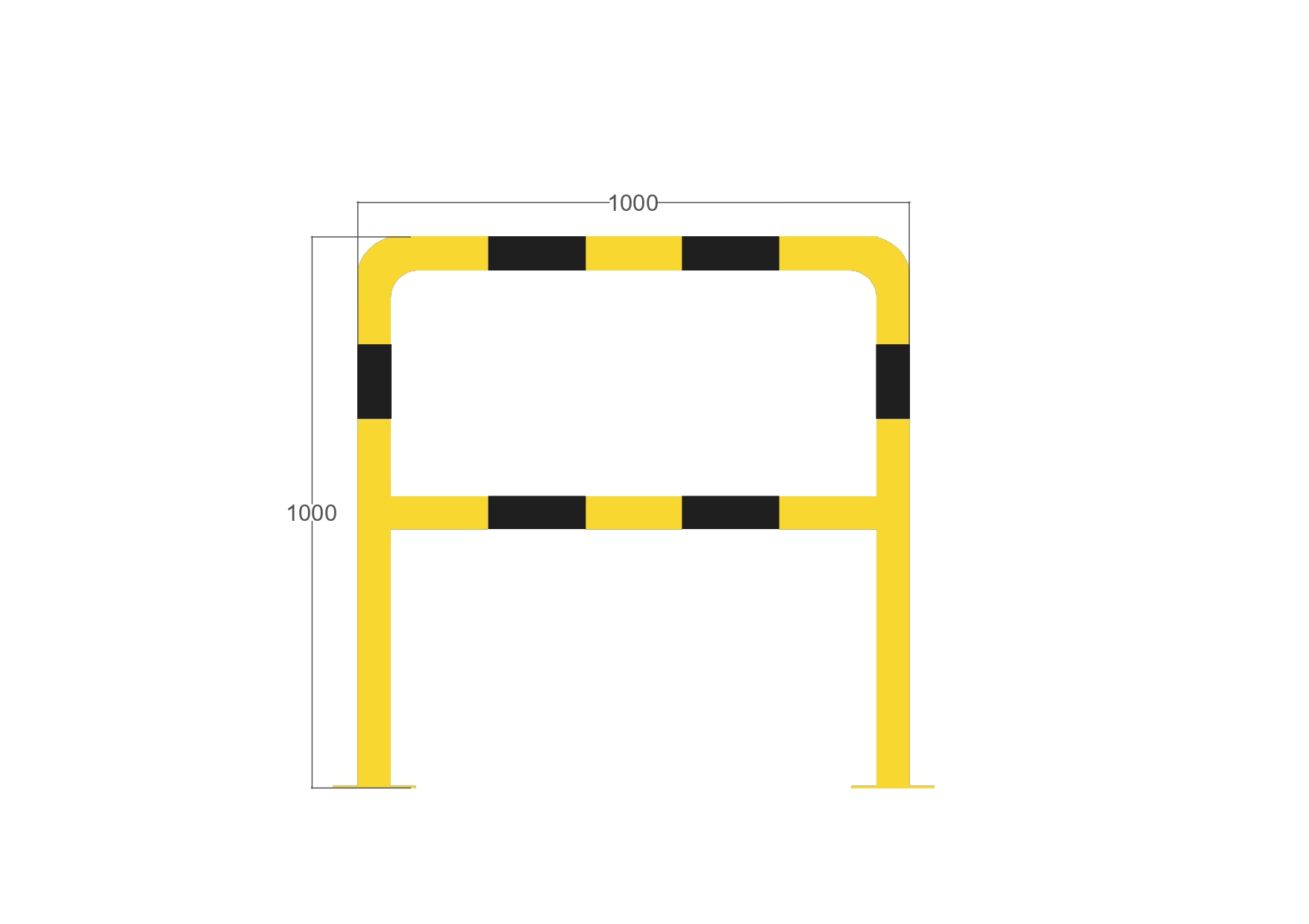 Barrera de protección industrial alta reforzada 1000x1000mm y ⌀60mm