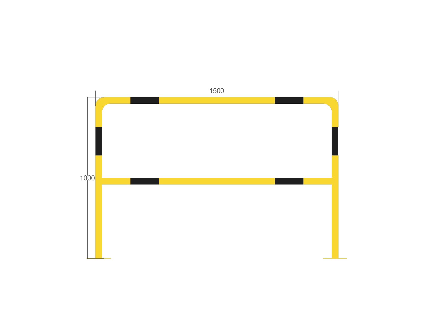 Barrera de protección industrial alta reforzada 1500x1000mm y ⌀40mm