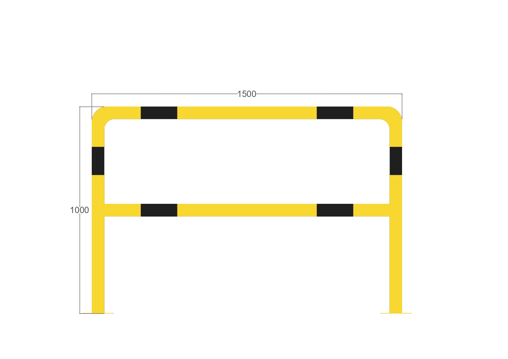 Barrera de protección industrial alta reforzada 1500x1000mm y ⌀60mm