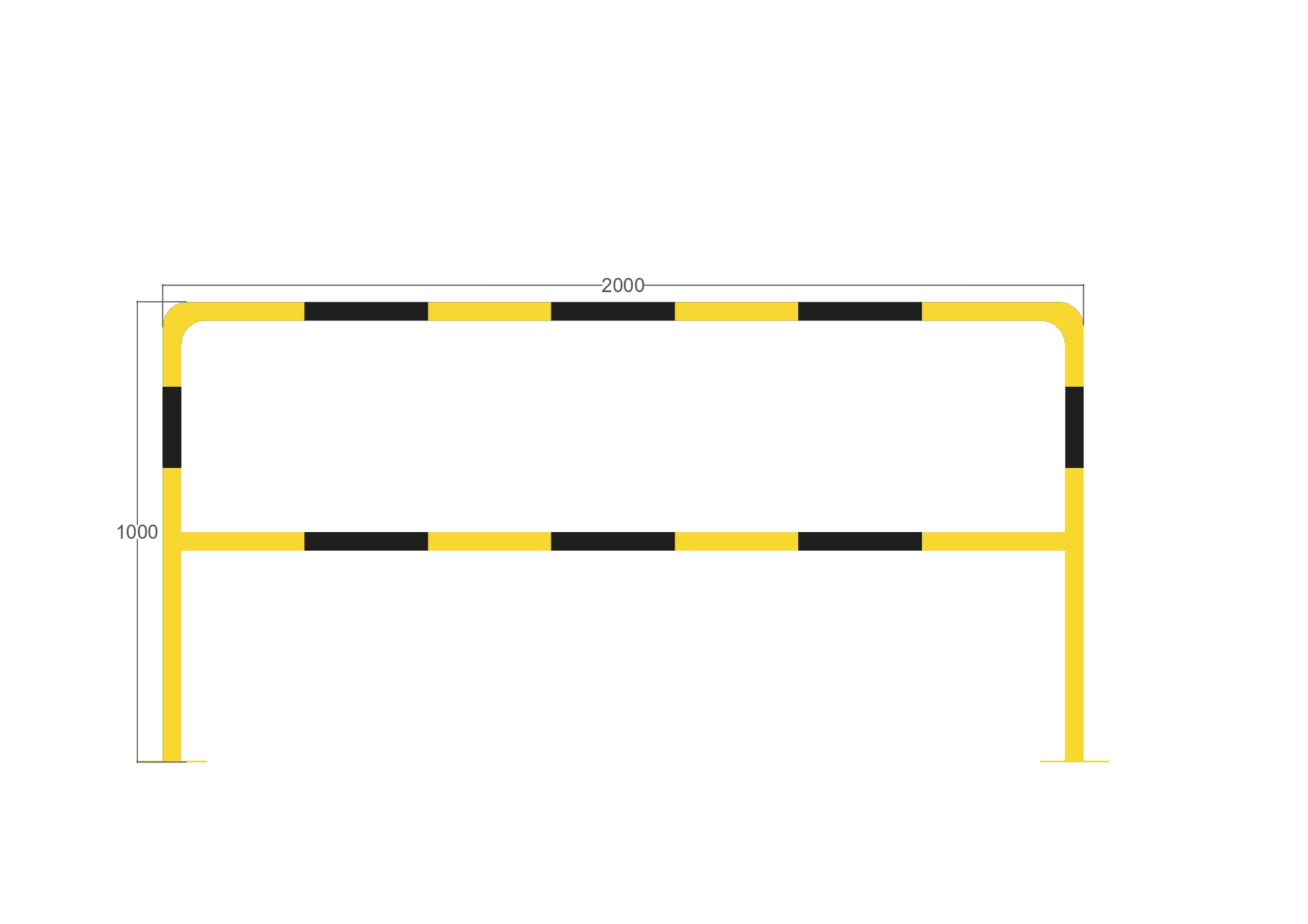 Barrera de protección industrial alta reforzada 2000x1000mm y ⌀40mm