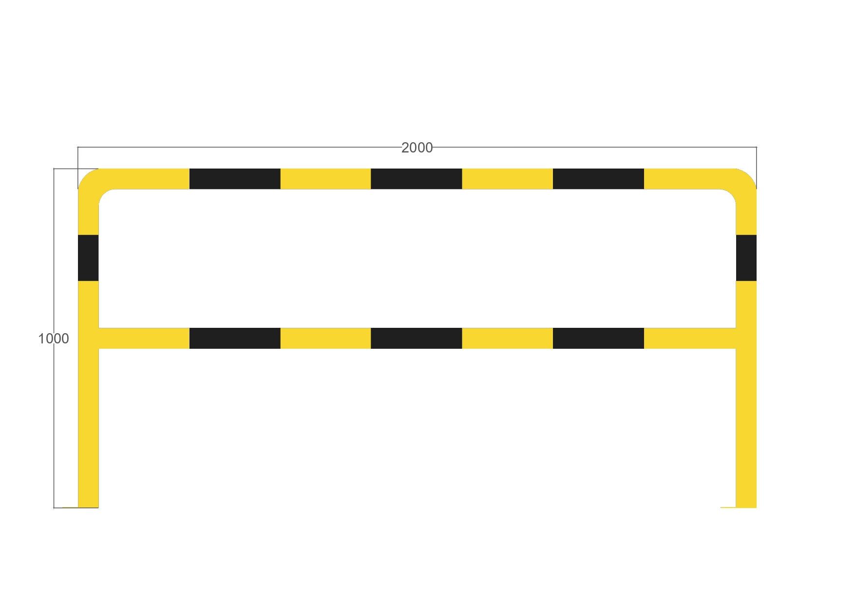 Barrera de protección industrial alta reforzada 2000x1000mm y ⌀60mm