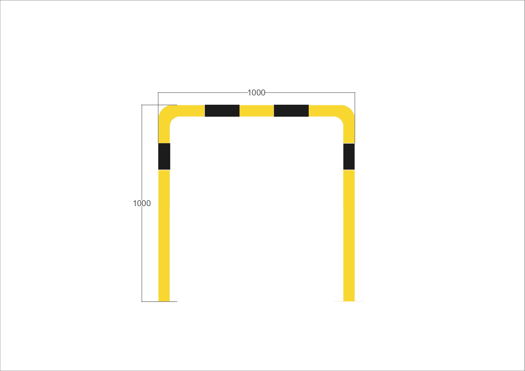 Baradilla Simple 1000x1000 Diametro 60 Barrera de protección industrial alta reforzada 1000x1000mm y ⌀60mm