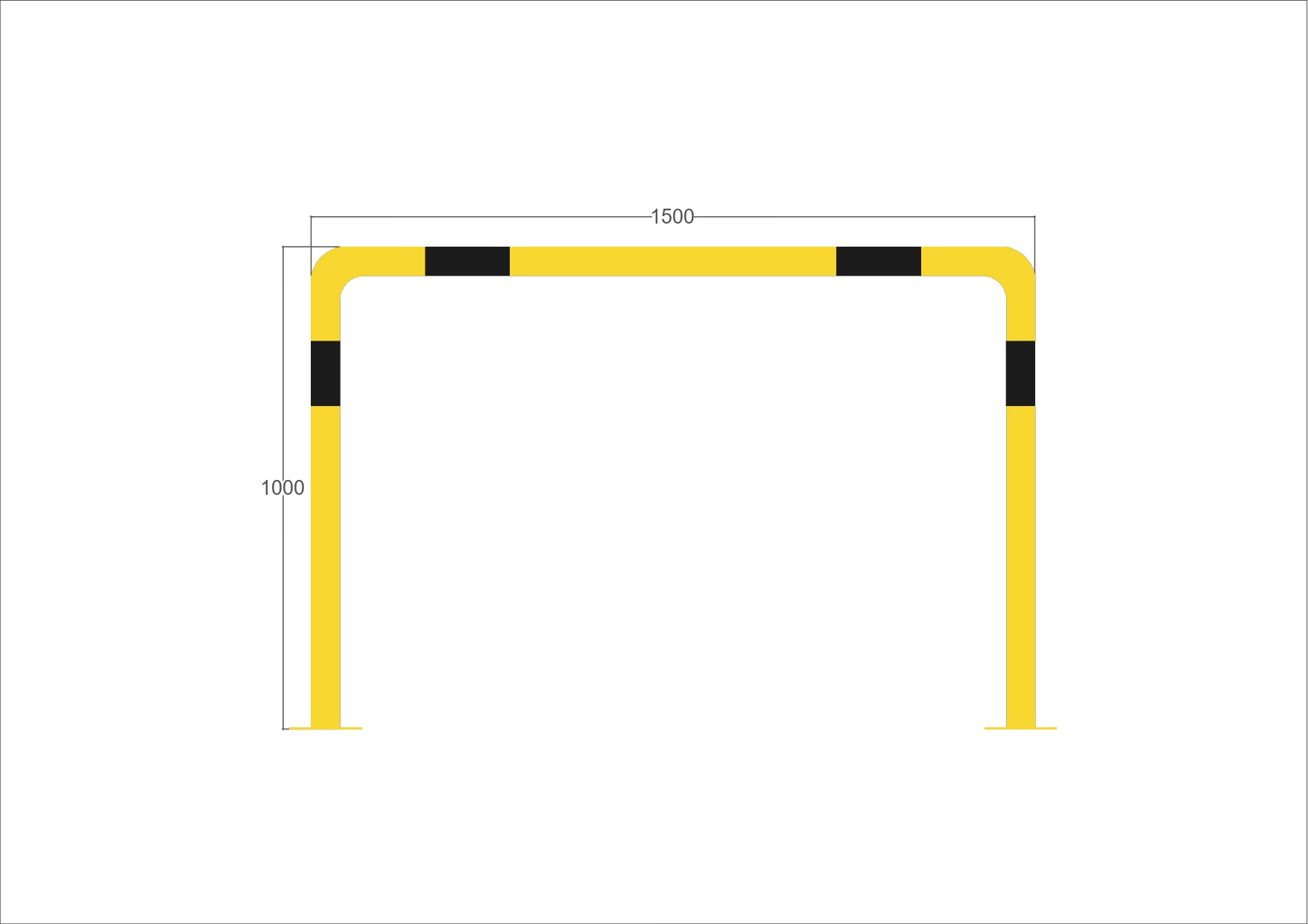 Barrera de protección industrial alta reforzada 1500x1000mm y ⌀60mm