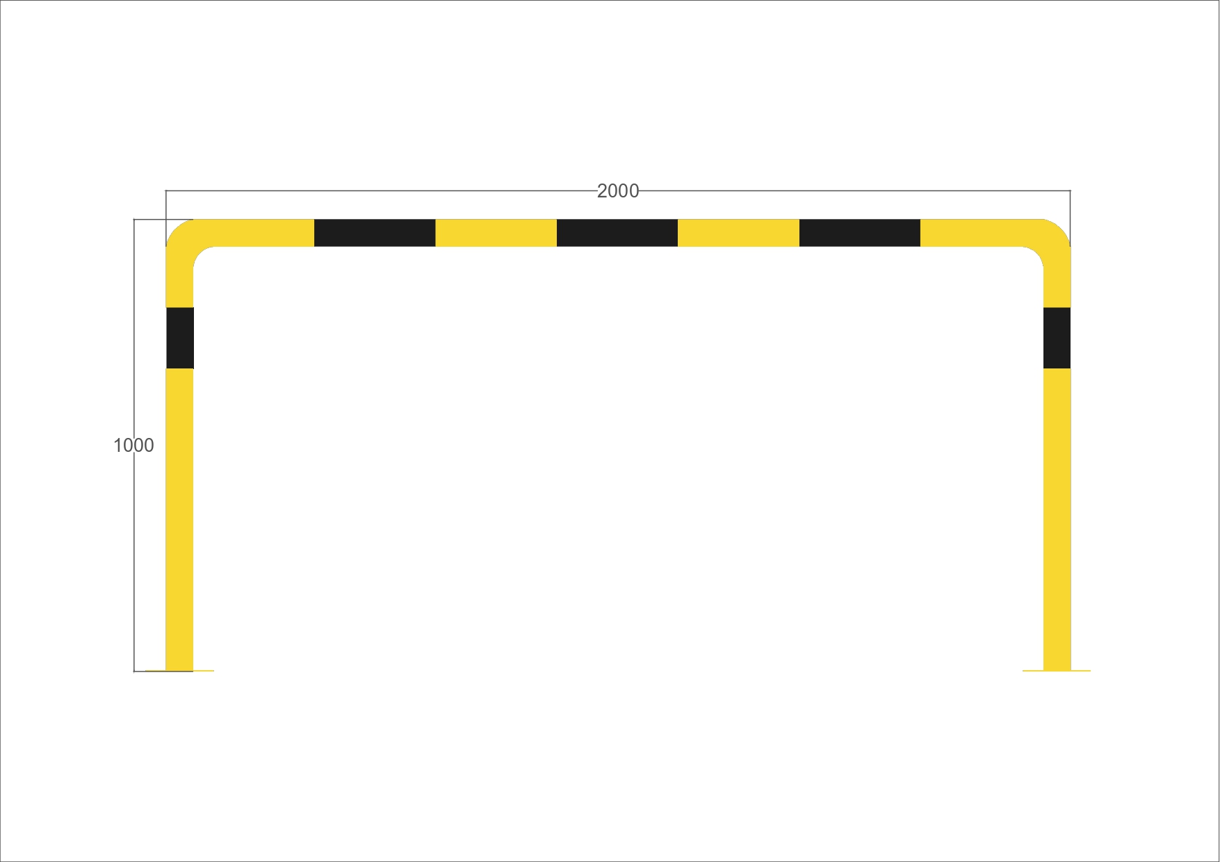 Barandilla Simple 1000x2000 Diametro 60 Barrera de protección industrial 2000x1000mm